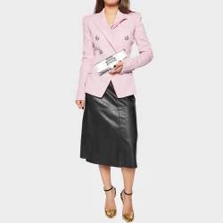 Pre Owned Gucci Silver Laminated Leather Mirror Clutch