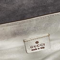 Pre Owned Gucci Silver Laminated Leather Mirror Clutch