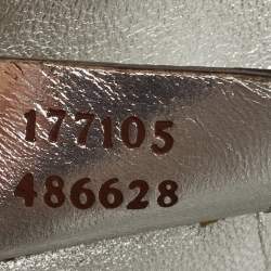 Pre Owned Gucci Silver Laminated Leather Mirror Clutch