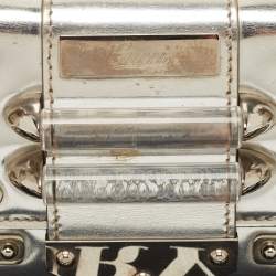 Pre Owned Gucci Silver Laminated Leather Mirror Clutch