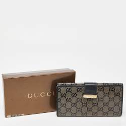 Gucci Beige/Black GG Crystal Canvas and Leather Continental Wallet