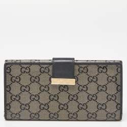 Gucci Beige/Black GG Crystal Canvas and Leather Continental Wallet