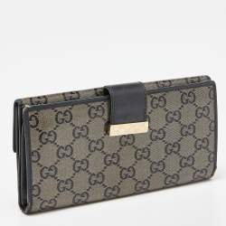 Gucci Beige/Black GG Crystal Canvas and Leather Continental Wallet