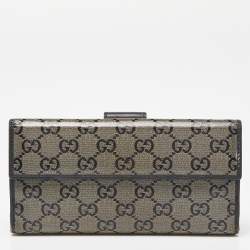 Gucci Beige/Black GG Crystal Canvas and Leather Continental Wallet