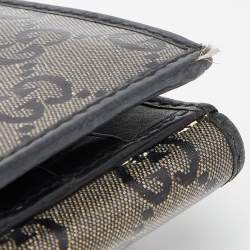 Gucci Beige/Black GG Crystal Canvas and Leather Continental Wallet