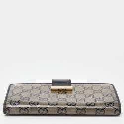 Gucci Beige/Black GG Crystal Canvas and Leather Continental Wallet