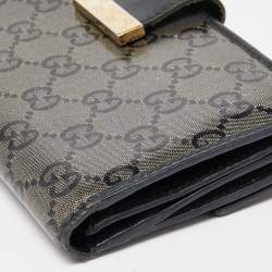 Gucci Beige/Black GG Crystal Canvas and Leather Continental Wallet