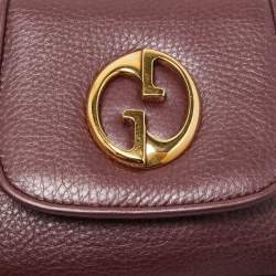 Pre Owned Gucci Metallic Burgundy Leather Small 1973 Chain Crossbody Bag