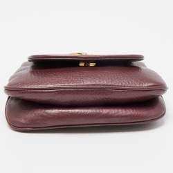 Pre Owned Gucci Metallic Burgundy Leather Small 1973 Chain Crossbody Bag