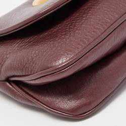Pre Owned Gucci Metallic Burgundy Leather Small 1973 Chain Crossbody Bag