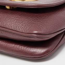 Pre Owned Gucci Metallic Burgundy Leather Small 1973 Chain Crossbody Bag