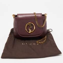 Pre Owned Gucci Metallic Burgundy Leather Small 1973 Chain Crossbody Bag