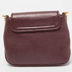 Pre Owned Gucci Metallic Burgundy Leather Small 1973 Chain Crossbody Bag