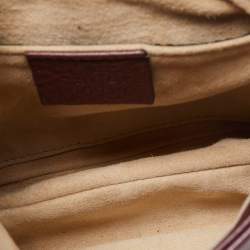 Pre Owned Gucci Metallic Burgundy Leather Small 1973 Chain Crossbody Bag