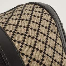 Pre Owned Gucci Black/Beige Diamante Canvas Medium Vintage Web Boston Bag