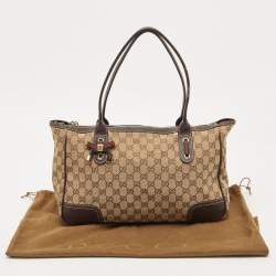 Pre Owned Gucci Beige/Brown GG Canvas and Leather Princy Tote 