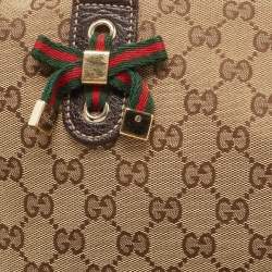 Pre Owned Gucci Beige/Brown GG Canvas and Leather Princy Tote 