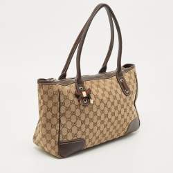 Pre Owned Gucci Beige/Brown GG Canvas and Leather Princy Tote 