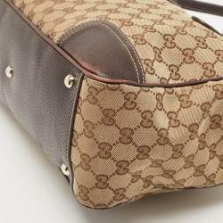 Pre Owned Gucci Beige/Brown GG Canvas and Leather Princy Tote 