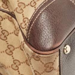 Pre Owned Gucci Beige/Brown GG Canvas and Leather Princy Tote 