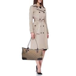 Pre Owned Gucci Beige/Brown GG Canvas and Leather Princy Tote 