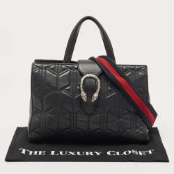 مملوكة مسبقًا Gucci Black Quilted Leather Dionysus Flap Tote