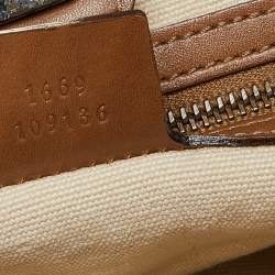 Pre Owned Gucci Cream/Brown Canvas and Leather Bamboo Top Handle Bag