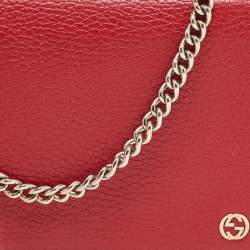 Gucci Red Leather Betty Wallet on Chain