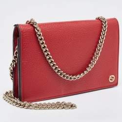 Gucci Red Leather Betty Wallet on Chain