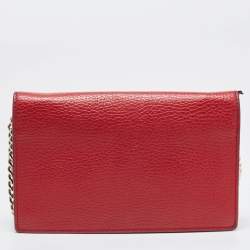 Gucci Red Leather Betty Wallet on Chain