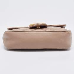 Gucci Beige Matelassé Leather Super Mini GG Marmont Shoulder Bag