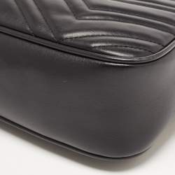 Gucci Black Matelassé Leather Small GG Marmont Camera Bag