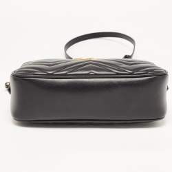 Gucci Black Matelassé Leather Small GG Marmont Camera Bag