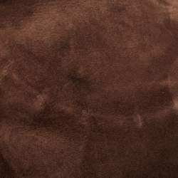 Pre Owned Gucci Dark Brown Suede and Leather Bamboo Handle Tote