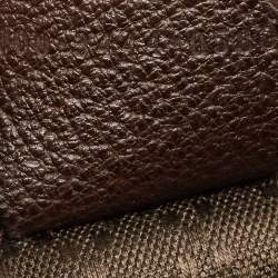 Pre Owned Gucci Dark Brown Suede and Leather Bamboo Handle Tote