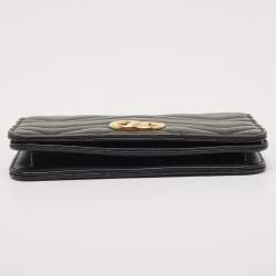 Gucci Black Matelassé Leather GG Marmont Wallet On Chain