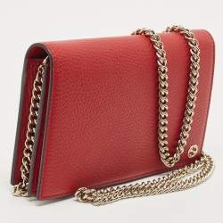 Gucci Red Leather Betty Wallet on Chain