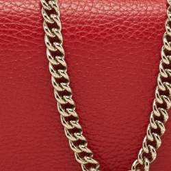 Gucci Red Leather Betty Wallet on Chain