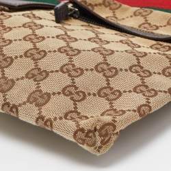 Pre Owned Gucci Brown/Beige GG Canvas and Leather Belt Bag