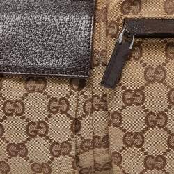 Pre Owned Gucci Brown/Beige GG Canvas and Leather Belt Bag