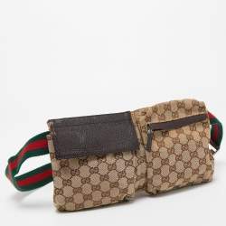 Pre Owned Gucci Brown/Beige GG Canvas and Leather Belt Bag
