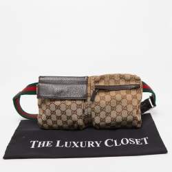 Pre Owned Gucci Brown/Beige GG Canvas and Leather Belt Bag