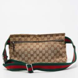 Pre Owned Gucci Brown/Beige GG Canvas and Leather Belt Bag