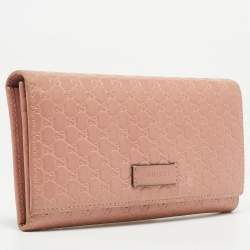Gucci Pink Microgucissima Leather Flap Continental Wallet