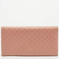 Gucci Pink Microgucissima Leather Flap Continental Wallet