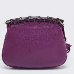 Pre Owned Gucci Purple Leather Nouveau Fringe Crossbody Bag