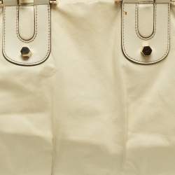 Pre Owned Gucci Cream/White Leather Pop Bamboo Tote
