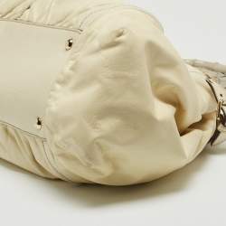 Pre Owned Gucci Cream/White Leather Pop Bamboo Tote