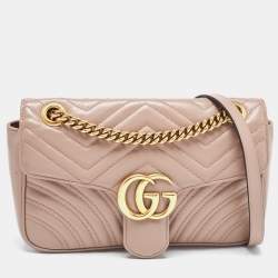 Gucci Dusty Pink GG Marmont Matelassé Shoulder Bag