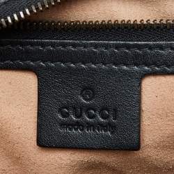 Pre Owned Gucci Black Matelassé Leather Small GG Marmont Top Handle Bag